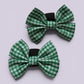 Hunter bottle green gingham shoe bows close up