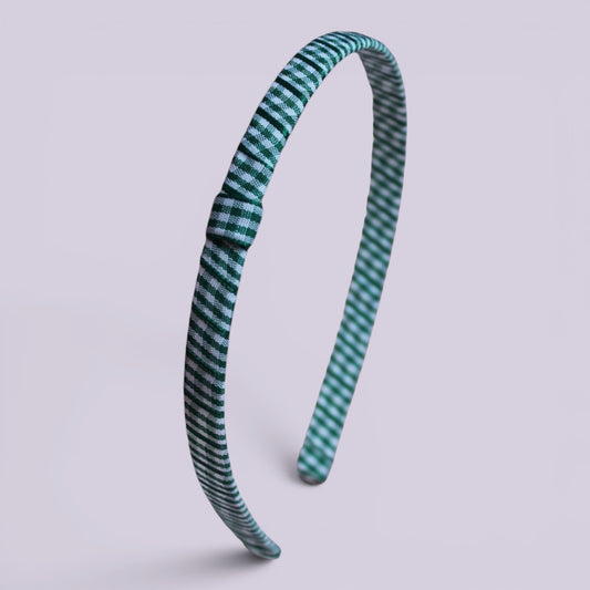 Hunter bottle green gingham school hair headband