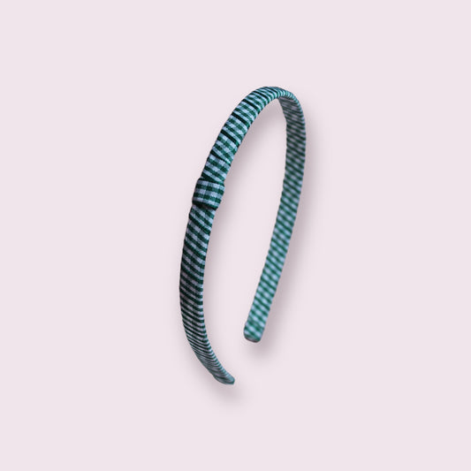 Hunter bottle green gingham school hair headband