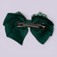 Hunter bottle green gingham pinwheel bow clip on card