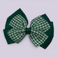Hunter bottle green gingham pinwheel school hair bow clip