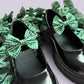 Hunter bottle green gingham school uniform shoe bows