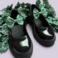 Hunter bottle green gingham shoe bows for school uniform