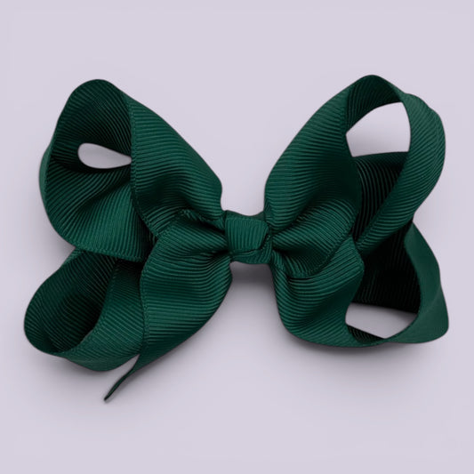 Hunter bottle green large school hair bow clip