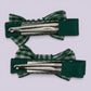 Hunter bottle green gingham mini bowtie clips on card