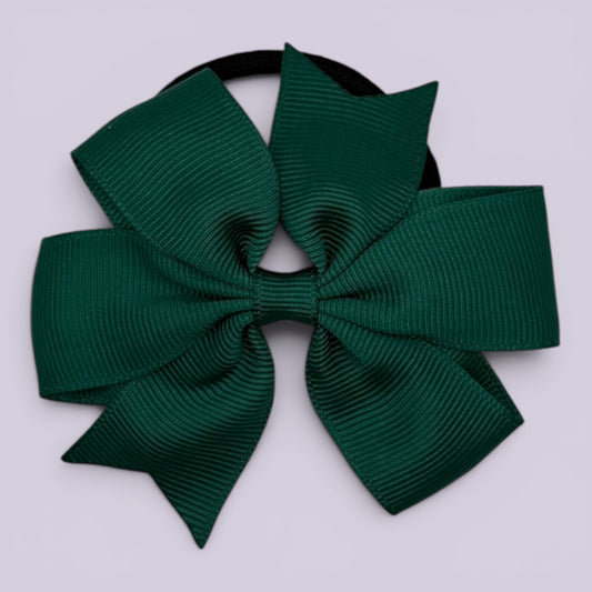 Hunter bottle green pinwheel school hair bow bobble