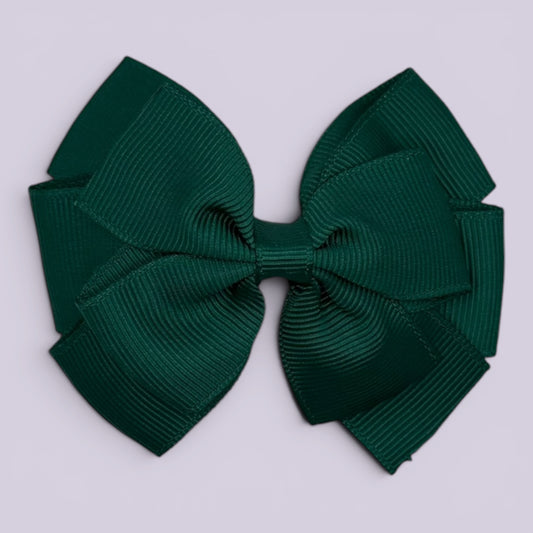 Hunter bottle green pinwheel school hair bow clip