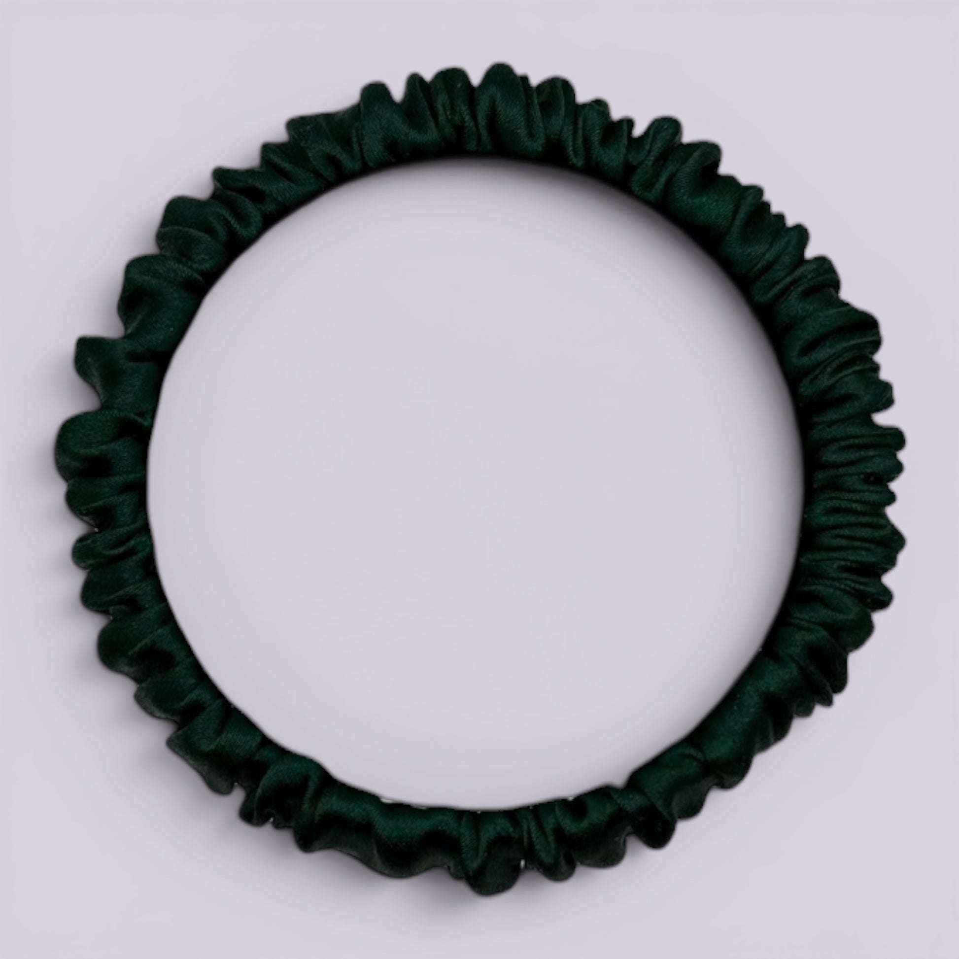 Hunter bottle green silk scrunchie for school hairstyles