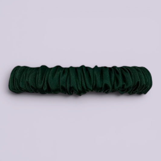 Hunter bottle green silk school hair scrunchie