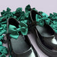 Hunter bottle green school uniform shoe bows