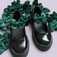 Hunter bottle green shoe bows on school shoes