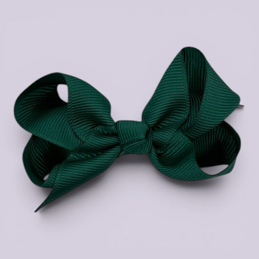 Hunter bottle green small school hair bow clip