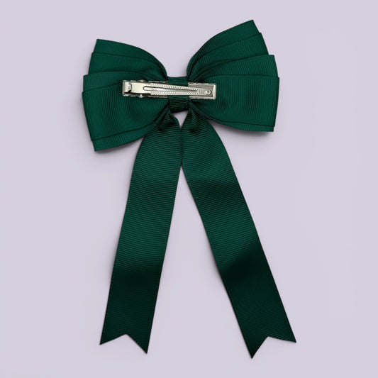 Hunter bottle green tailed bow clip on card