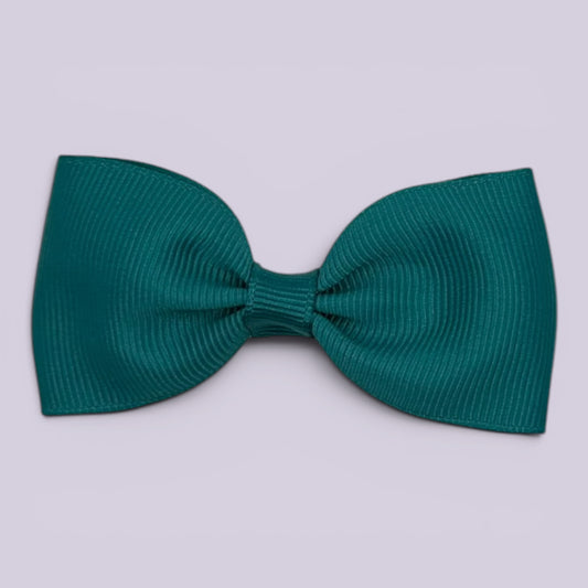 Jade green bowtie school hair bow clip