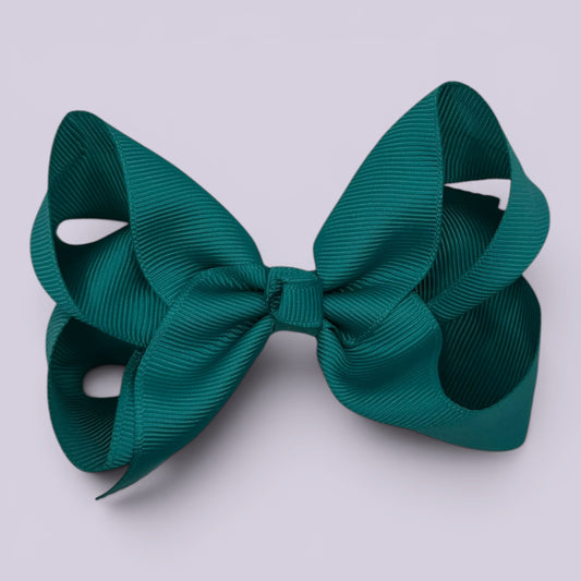 Jade green large school hair bow clip