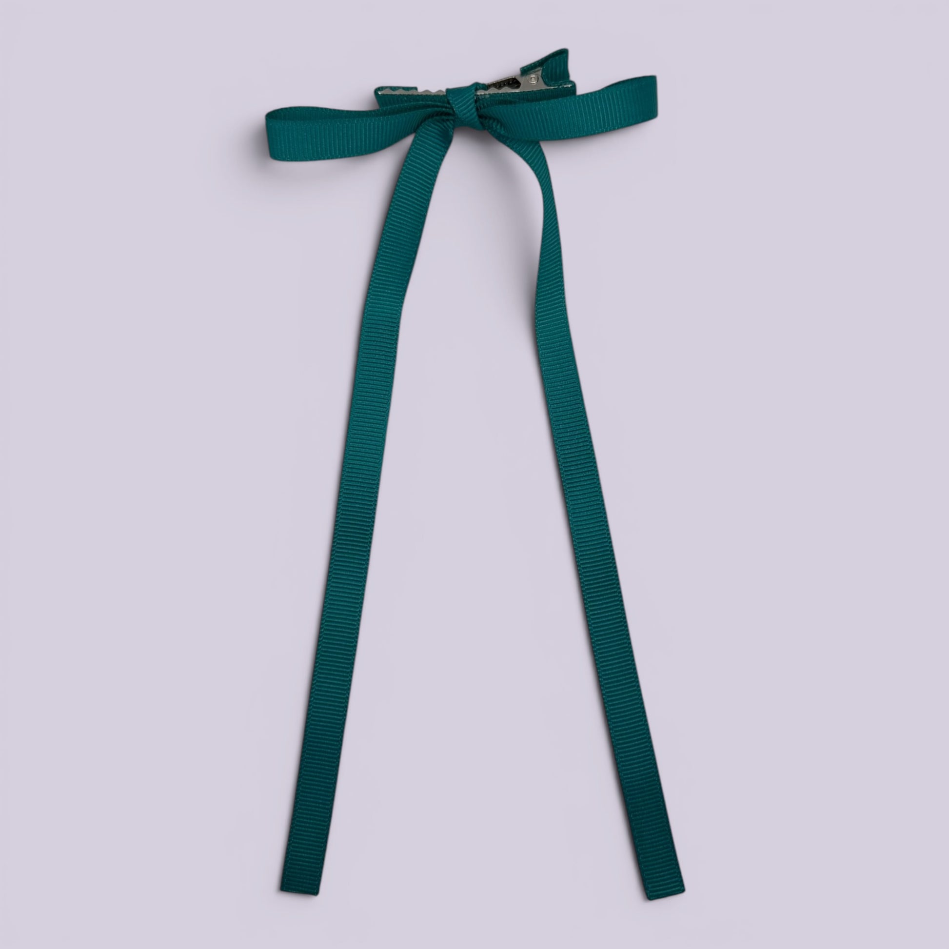 Jade green large tailed school hair bow clip