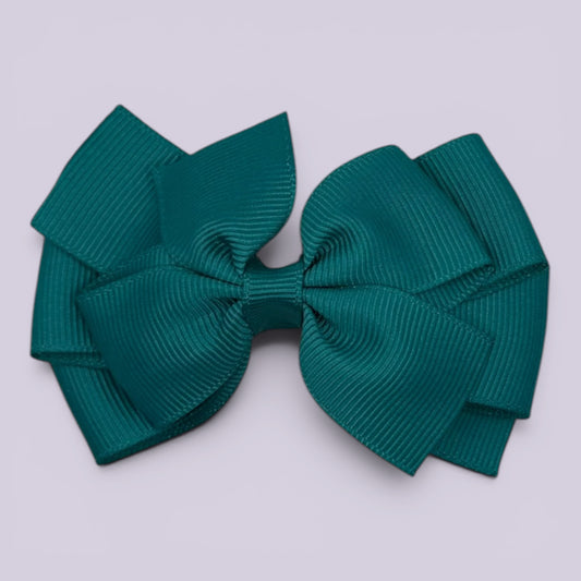Jade green pinwheel school hair bow clip