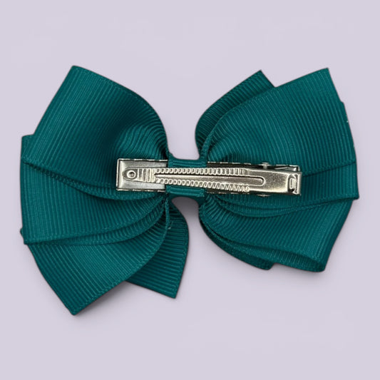 Jade green pinwheel bow clip on card