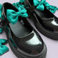 Jade green school uniform shoe bows