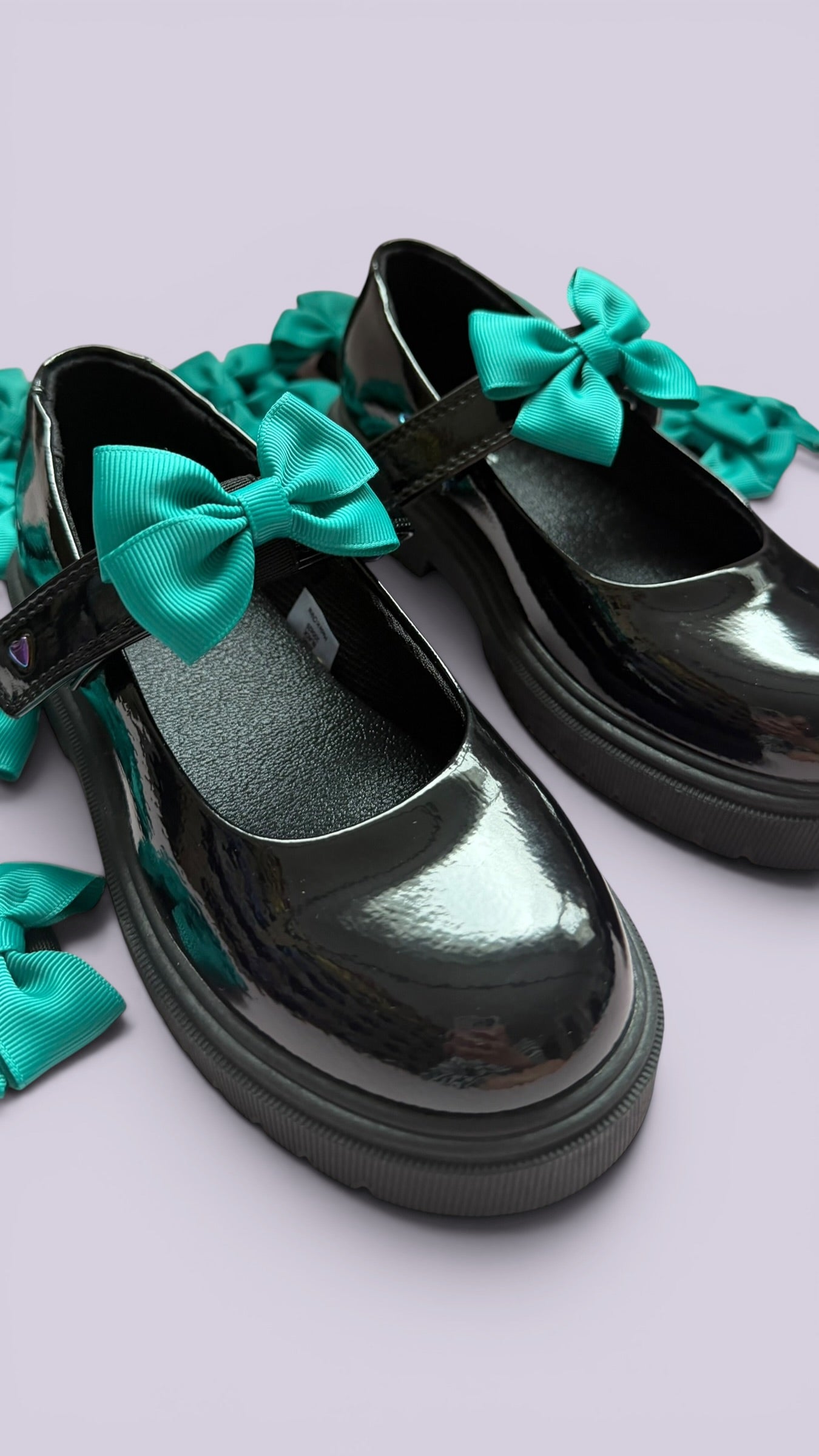 Jade green school uniform shoe bows