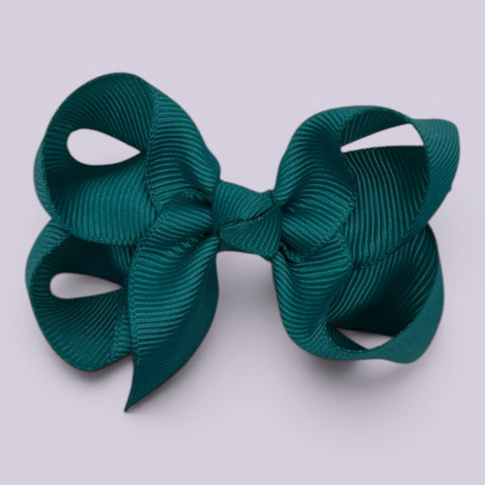 Jade green small school hair bow clip