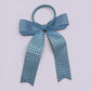 Light blue gingham bow bobble on matching card