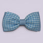 Light blue gingham bowtie school hair bow clip