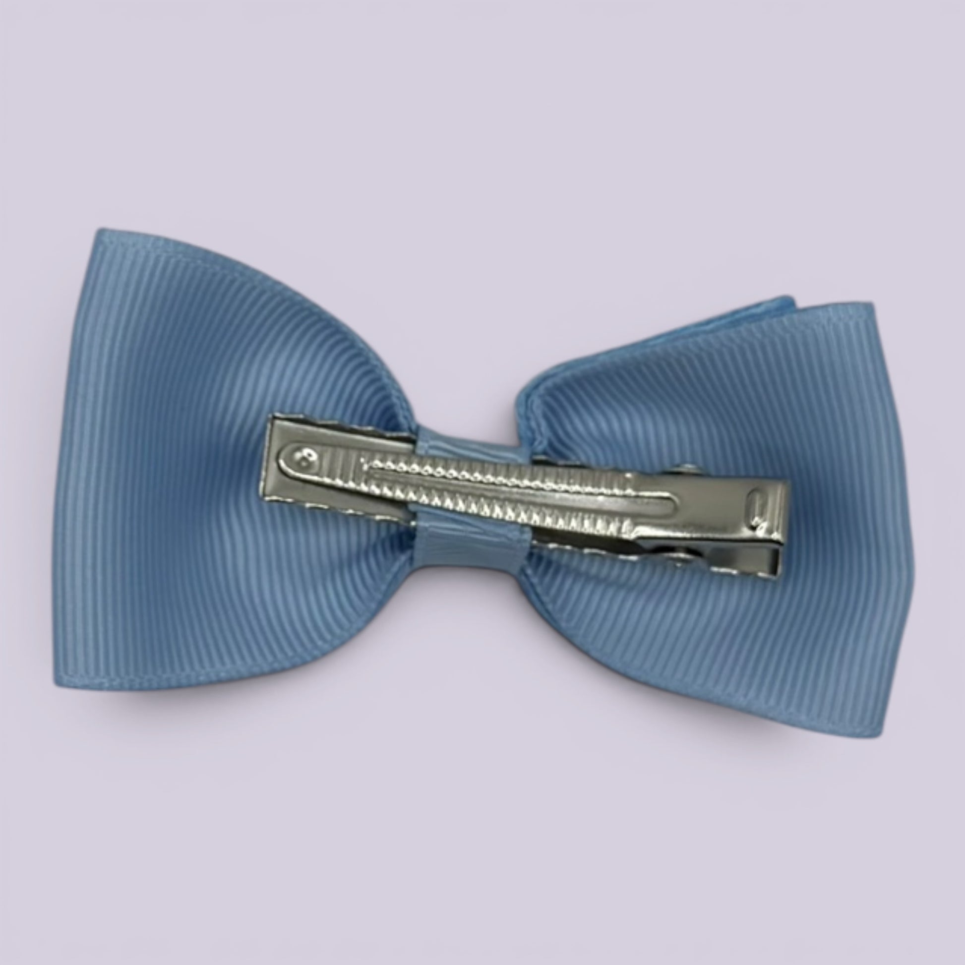 Light blue gingham bowtie bow clip on matching card