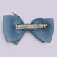 Light blue gingham double bow clip on matching card