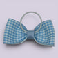 Light blue gingham bow bobble on matching card