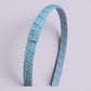 Light blue gingham headband close up
