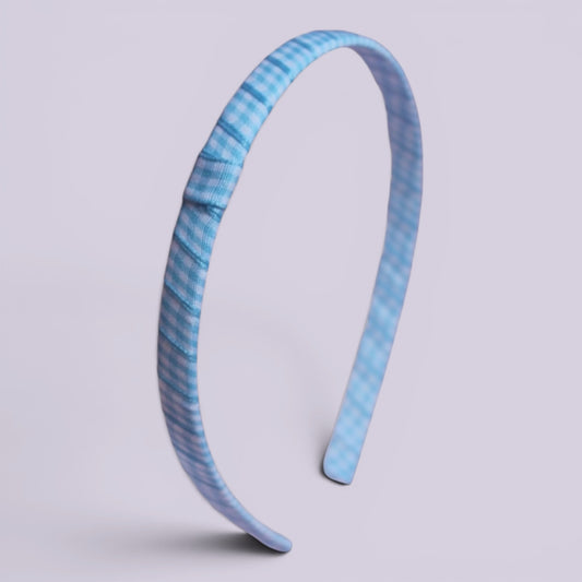 Light blue gingham school hair headband