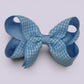 Light blue gingham large school hair bow clip