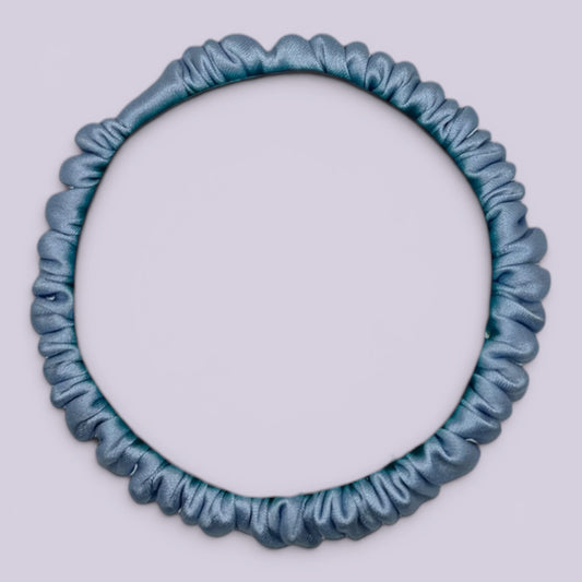 Light blue silk scrunchie for school hairstyles
