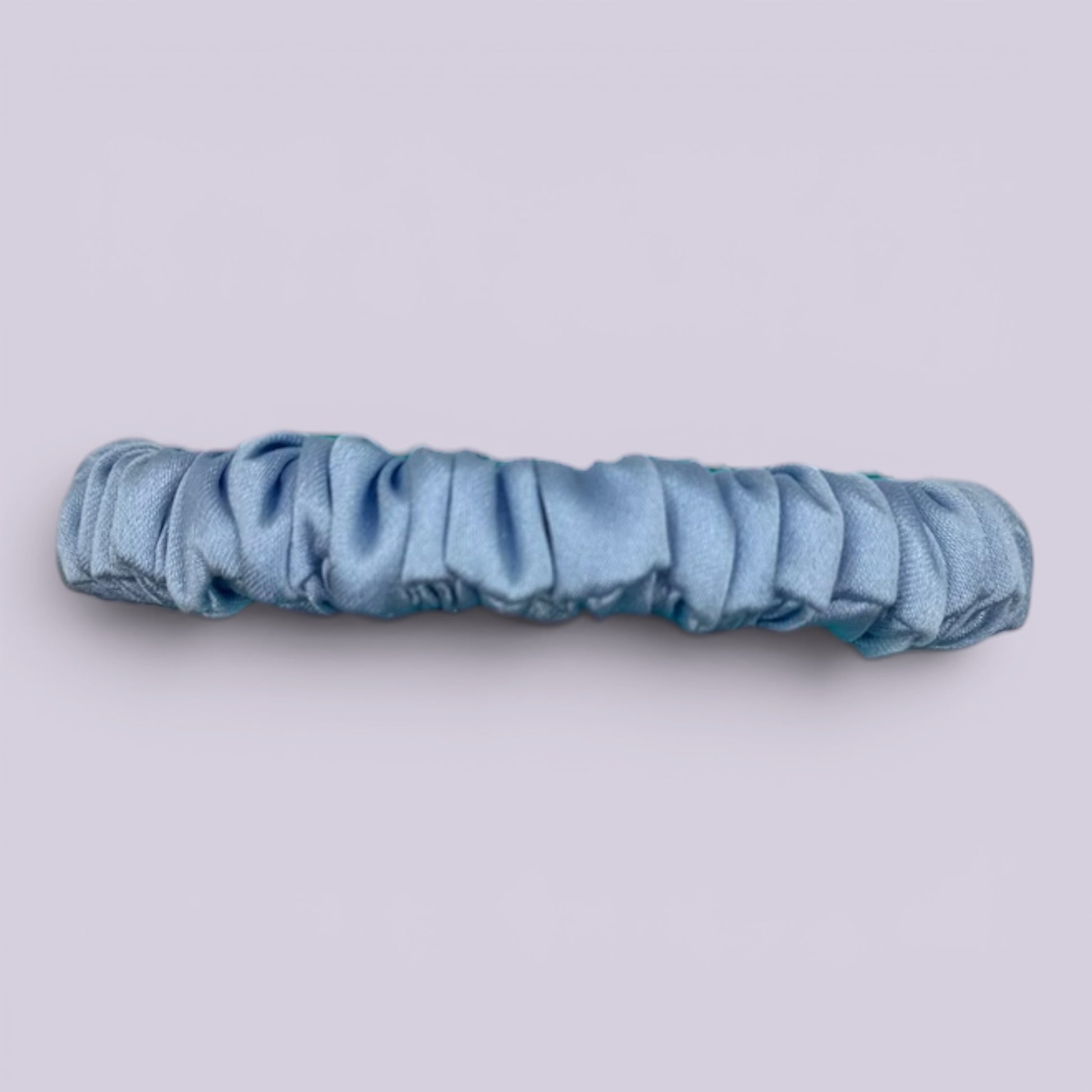 Light blue silk school hair scrunchie