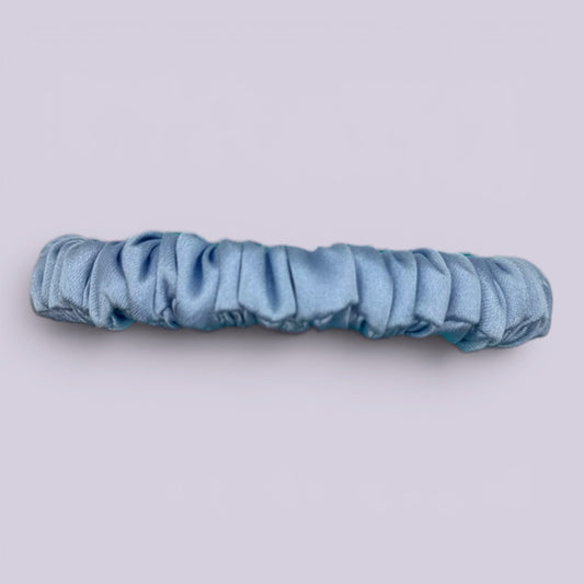 Light blue silk school hair scrunchie