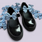 Light blue gingham shoe bows for school uniform