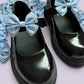 Light blue gingham school uniform shoe bows