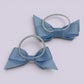 Light blue gingham small bow bobbles pair