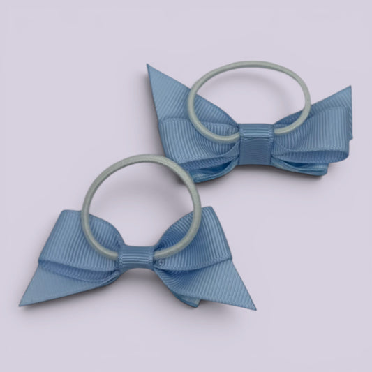 Light blue gingham small bow bobbles pair