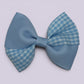 Light blue gingham twisted school hair bow clip