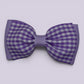 Lilac gingham bowtie school hair bow clip