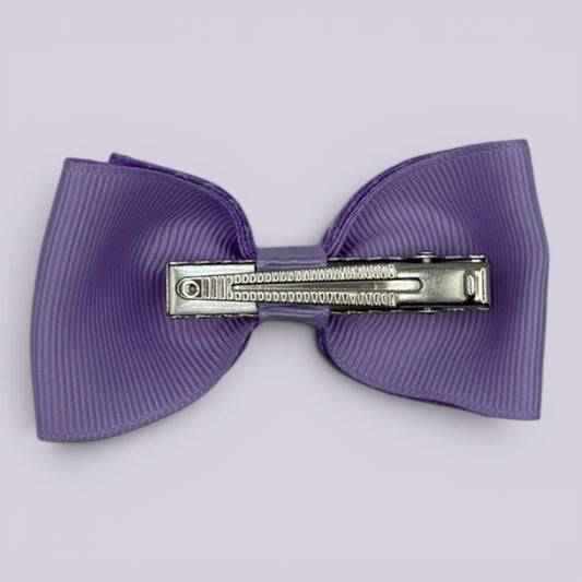 Lilac gingham bowtie bow clip on card