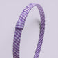 Lilac gingham headband close up