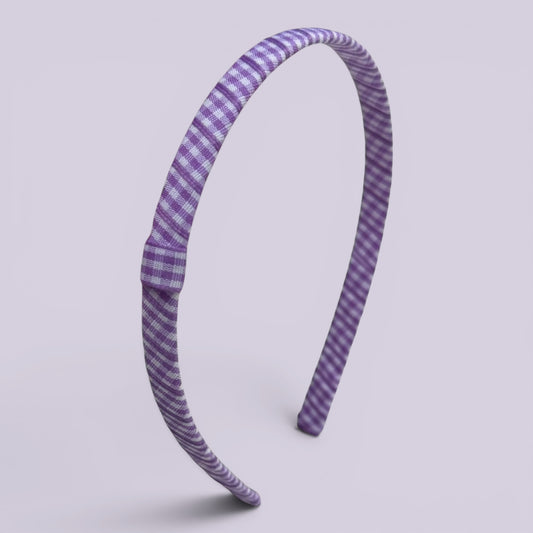 Lilac gingham school hair headband