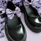 Lilac gingham school uniform shoe bows