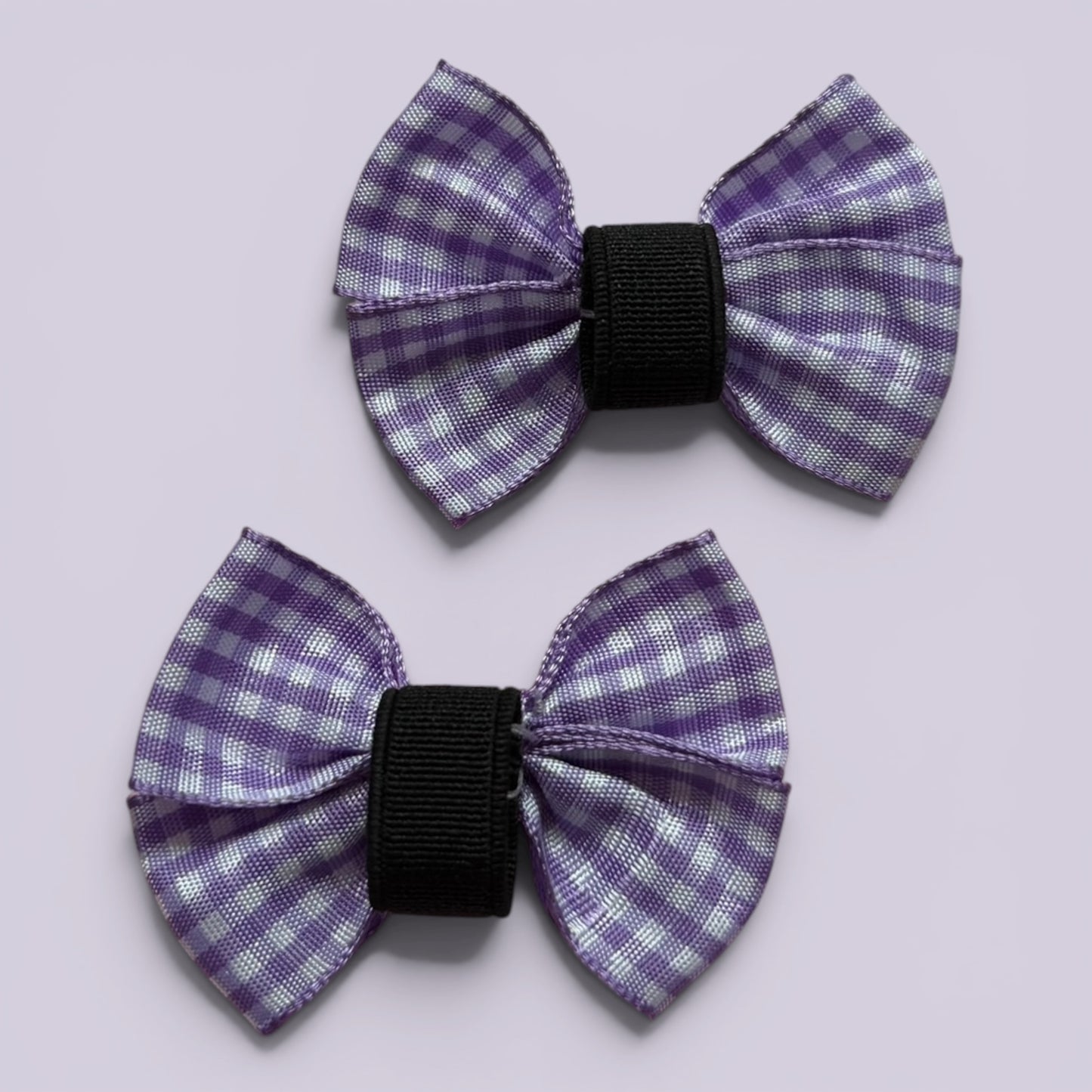 Lilac gingham matching school shoe bows