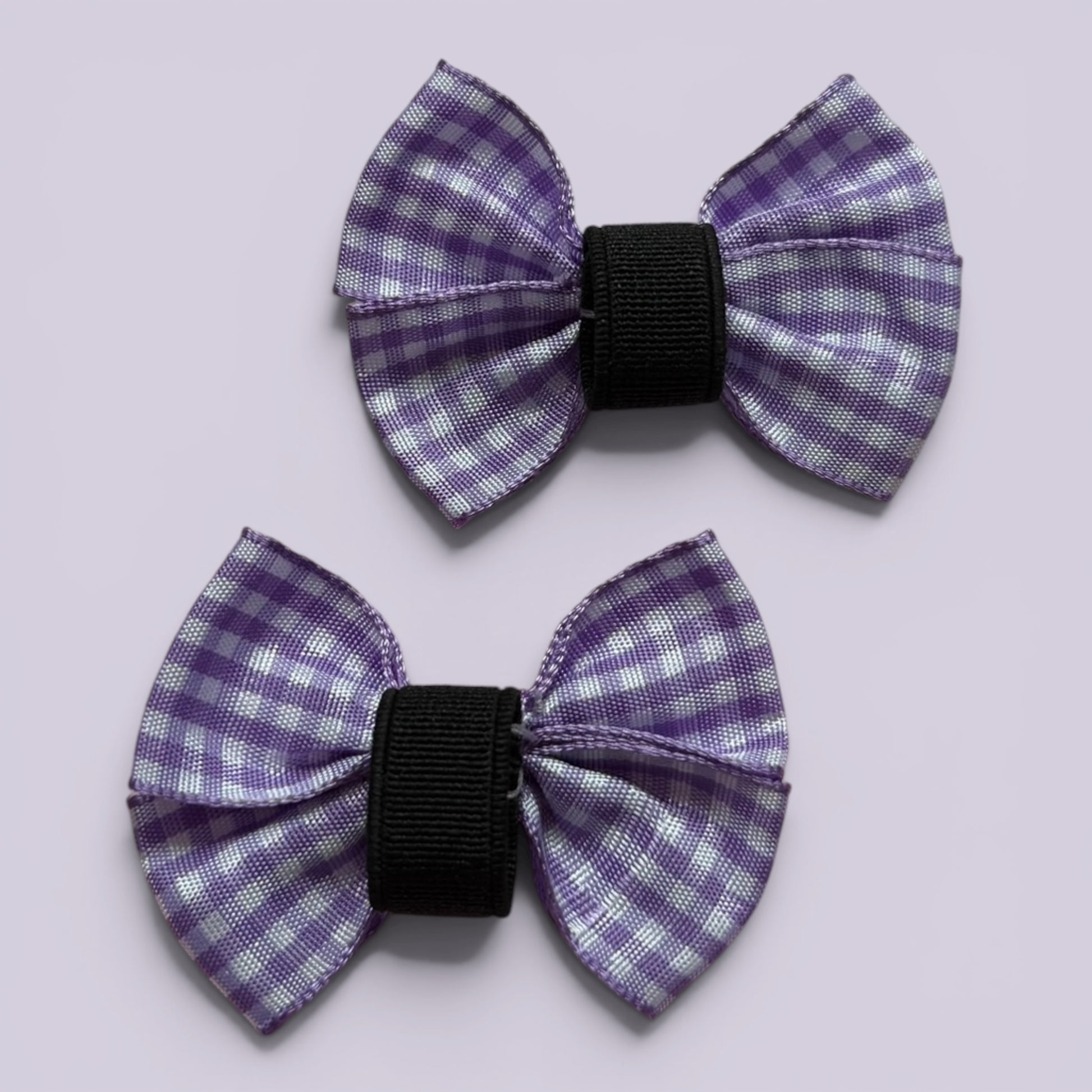 Lilac gingham matching school shoe bows