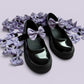 Lilac gingham shoe bows on school shoes