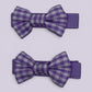 Lilac gingham mini bowtie school hair clips